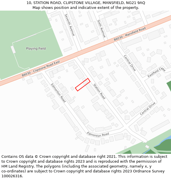 10, STATION ROAD, CLIPSTONE VILLAGE, MANSFIELD, NG21 9AQ: Location map and indicative extent of plot