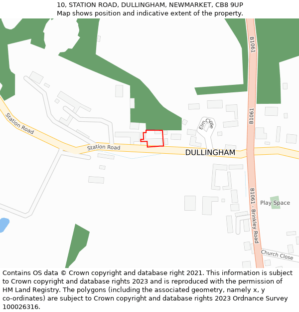 10, STATION ROAD, DULLINGHAM, NEWMARKET, CB8 9UP: Location map and indicative extent of plot