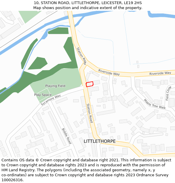 10, STATION ROAD, LITTLETHORPE, LEICESTER, LE19 2HS: Location map and indicative extent of plot