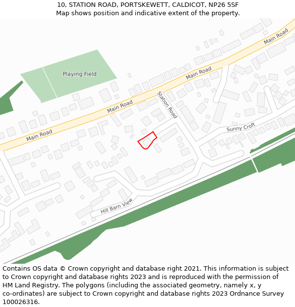 10, STATION ROAD, PORTSKEWETT, CALDICOT, NP26 5SF: Location map and indicative extent of plot