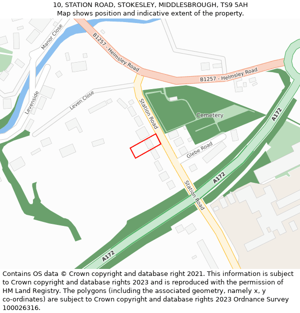 10, STATION ROAD, STOKESLEY, MIDDLESBROUGH, TS9 5AH: Location map and indicative extent of plot