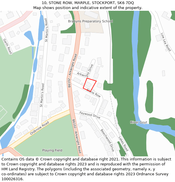 10, STONE ROW, MARPLE, STOCKPORT, SK6 7DQ: Location map and indicative extent of plot