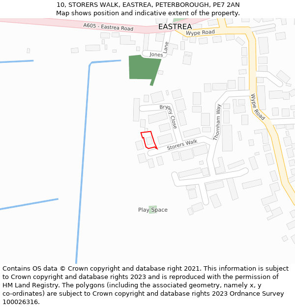 10, STORERS WALK, EASTREA, PETERBOROUGH, PE7 2AN: Location map and indicative extent of plot