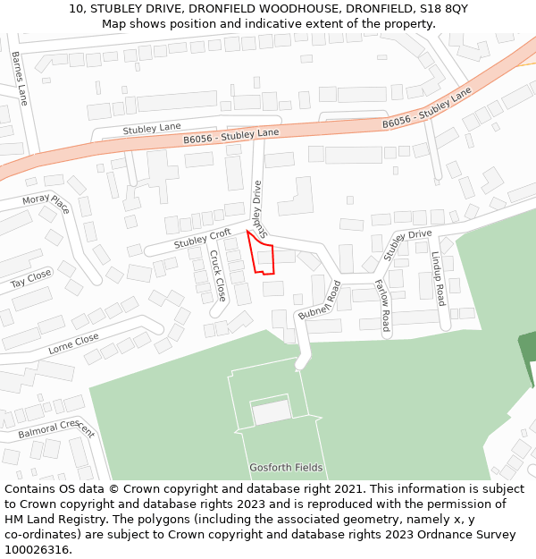 10, STUBLEY DRIVE, DRONFIELD WOODHOUSE, DRONFIELD, S18 8QY: Location map and indicative extent of plot