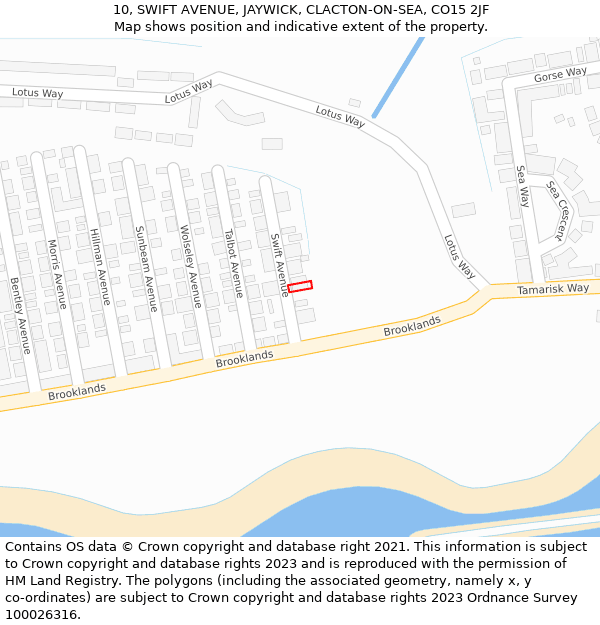 10, SWIFT AVENUE, JAYWICK, CLACTON-ON-SEA, CO15 2JF: Location map and indicative extent of plot