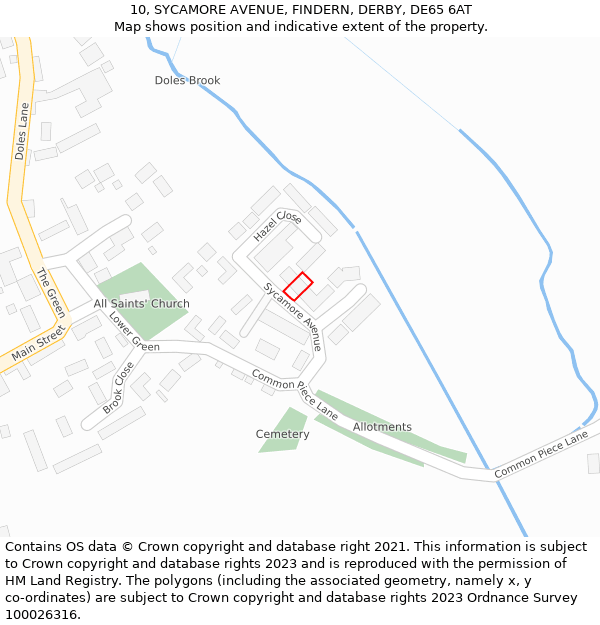 10, SYCAMORE AVENUE, FINDERN, DERBY, DE65 6AT: Location map and indicative extent of plot