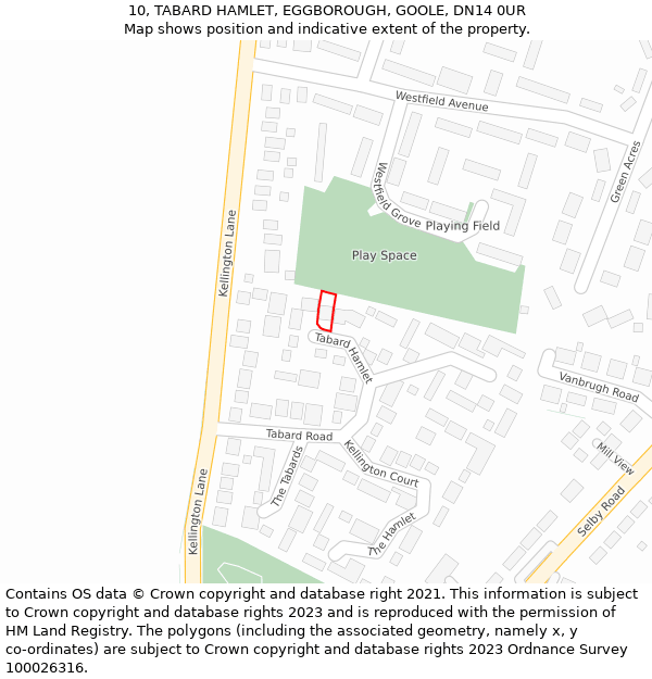 10, TABARD HAMLET, EGGBOROUGH, GOOLE, DN14 0UR: Location map and indicative extent of plot