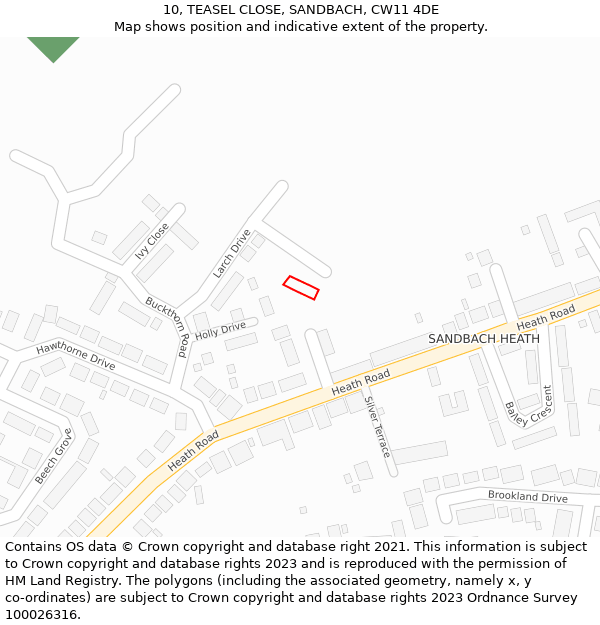 10, TEASEL CLOSE, SANDBACH, CW11 4DE: Location map and indicative extent of plot