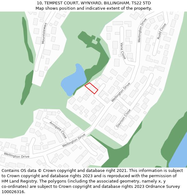 10, TEMPEST COURT, WYNYARD, BILLINGHAM, TS22 5TD: Location map and indicative extent of plot