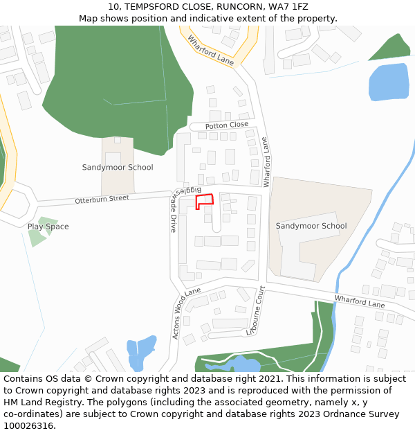 10, TEMPSFORD CLOSE, RUNCORN, WA7 1FZ: Location map and indicative extent of plot