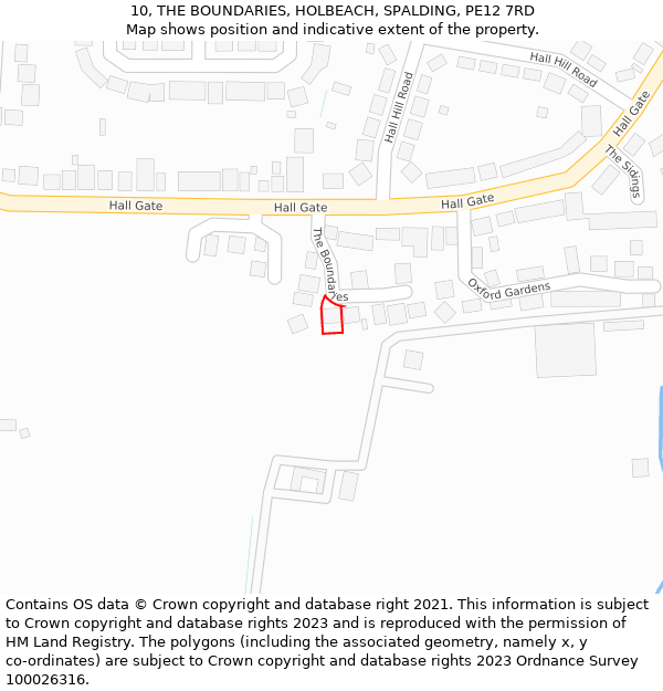 10, THE BOUNDARIES, HOLBEACH, SPALDING, PE12 7RD: Location map and indicative extent of plot