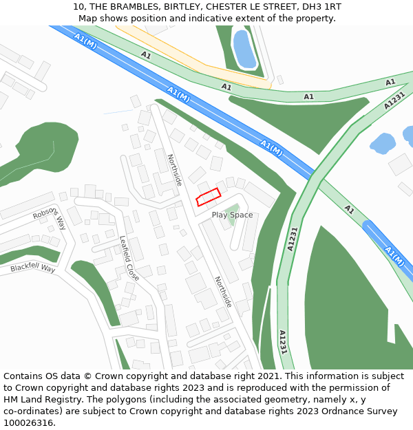 10, THE BRAMBLES, BIRTLEY, CHESTER LE STREET, DH3 1RT: Location map and indicative extent of plot