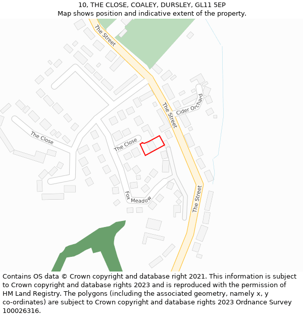 10, THE CLOSE, COALEY, DURSLEY, GL11 5EP: Location map and indicative extent of plot