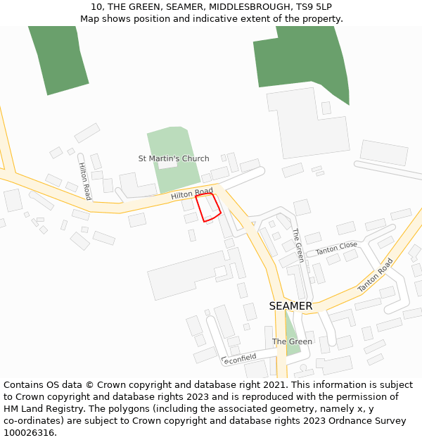 10, THE GREEN, SEAMER, MIDDLESBROUGH, TS9 5LP: Location map and indicative extent of plot