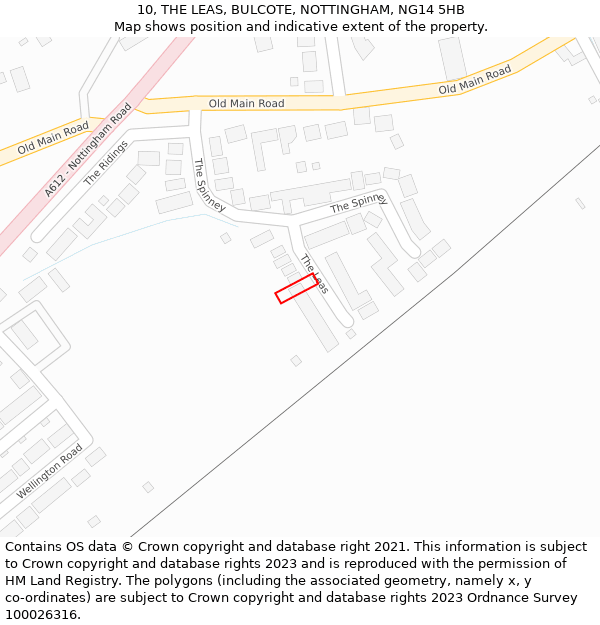 10, THE LEAS, BULCOTE, NOTTINGHAM, NG14 5HB: Location map and indicative extent of plot