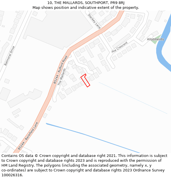 10, THE MALLARDS, SOUTHPORT, PR9 8RJ: Location map and indicative extent of plot