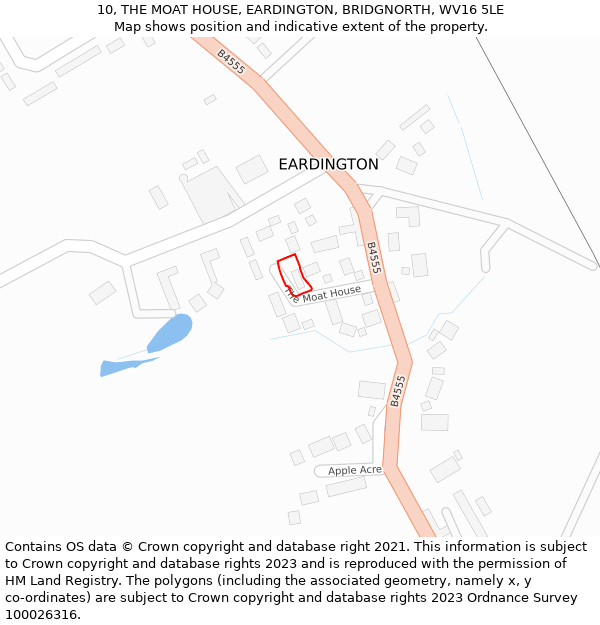 10, THE MOAT HOUSE, EARDINGTON, BRIDGNORTH, WV16 5LE: Location map and indicative extent of plot