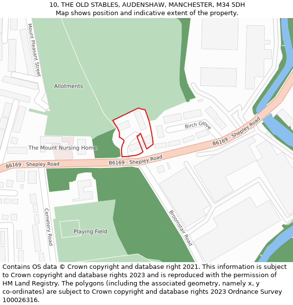 10, THE OLD STABLES, AUDENSHAW, MANCHESTER, M34 5DH: Location map and indicative extent of plot