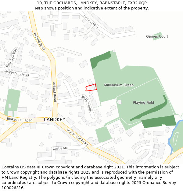 10, THE ORCHARDS, LANDKEY, BARNSTAPLE, EX32 0QP: Location map and indicative extent of plot