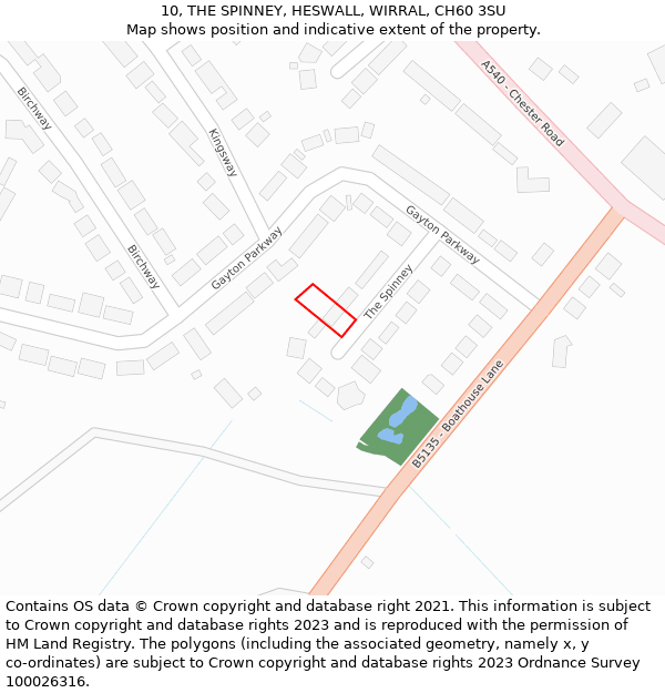 10, THE SPINNEY, HESWALL, WIRRAL, CH60 3SU: Location map and indicative extent of plot