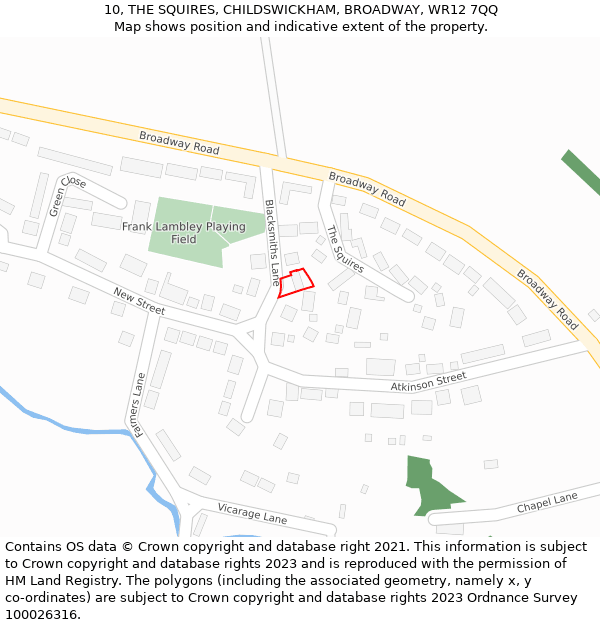 10, THE SQUIRES, CHILDSWICKHAM, BROADWAY, WR12 7QQ: Location map and indicative extent of plot