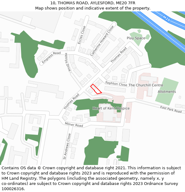 10, THOMAS ROAD, AYLESFORD, ME20 7FR: Location map and indicative extent of plot