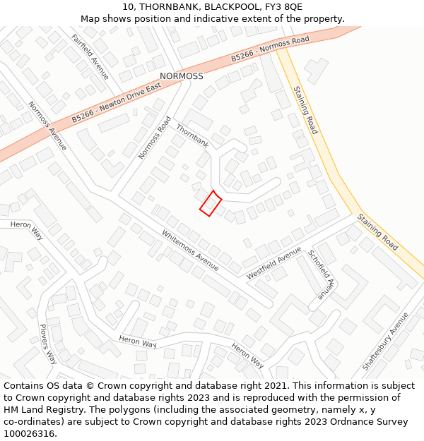 10, THORNBANK, BLACKPOOL, FY3 8QE: Location map and indicative extent of plot