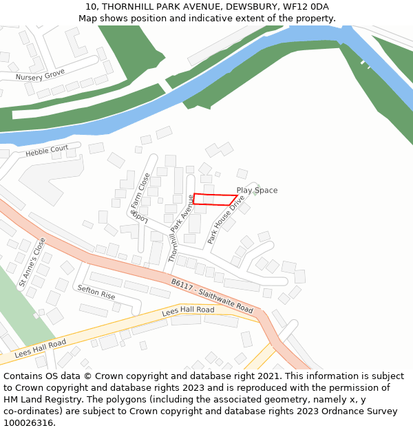 10, THORNHILL PARK AVENUE, DEWSBURY, WF12 0DA: Location map and indicative extent of plot