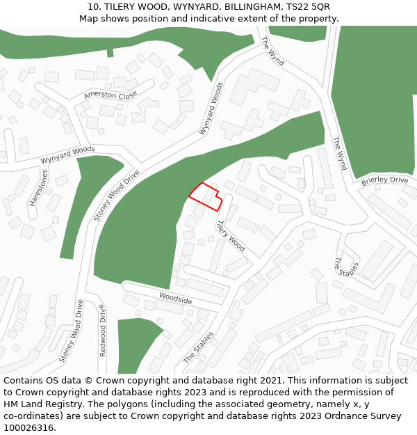 10, TILERY WOOD, WYNYARD, BILLINGHAM, TS22 5QR: Location map and indicative extent of plot