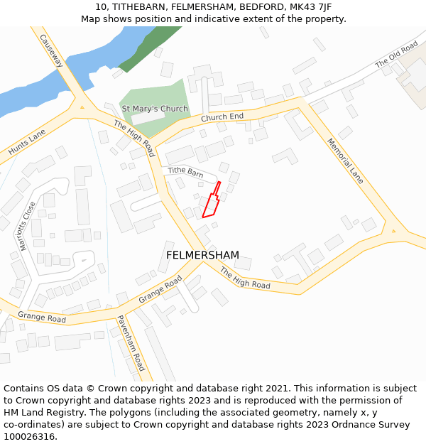 10, TITHEBARN, FELMERSHAM, BEDFORD, MK43 7JF: Location map and indicative extent of plot