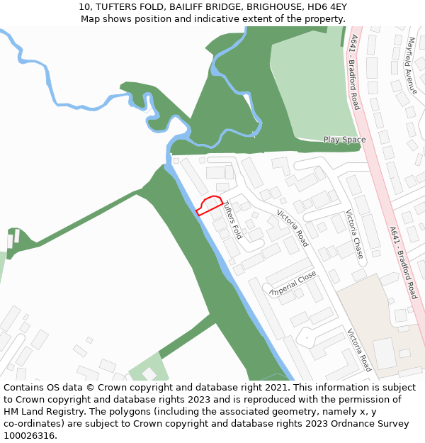 10, TUFTERS FOLD, BAILIFF BRIDGE, BRIGHOUSE, HD6 4EY: Location map and indicative extent of plot