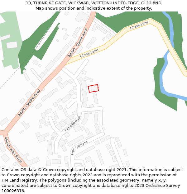 10, TURNPIKE GATE, WICKWAR, WOTTON-UNDER-EDGE, GL12 8ND: Location map and indicative extent of plot
