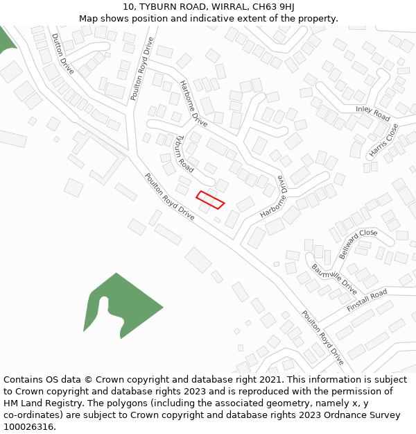 10, TYBURN ROAD, WIRRAL, CH63 9HJ: Location map and indicative extent of plot