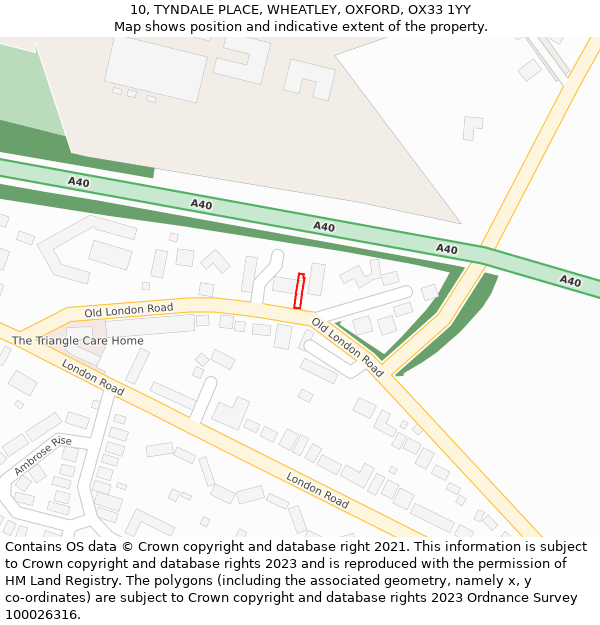 10, TYNDALE PLACE, WHEATLEY, OXFORD, OX33 1YY: Location map and indicative extent of plot