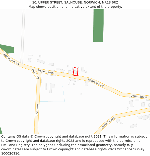 10, UPPER STREET, SALHOUSE, NORWICH, NR13 6RZ: Location map and indicative extent of plot