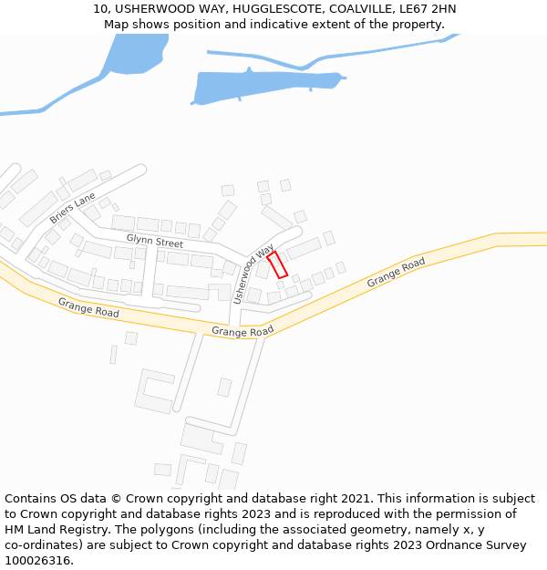 10, USHERWOOD WAY, HUGGLESCOTE, COALVILLE, LE67 2HN: Location map and indicative extent of plot