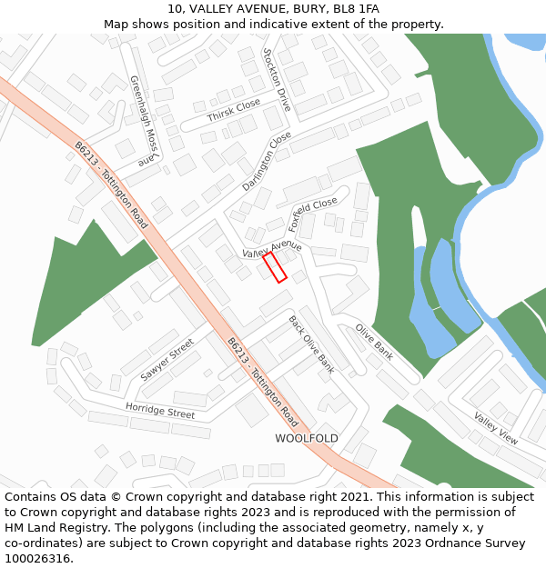 10, VALLEY AVENUE, BURY, BL8 1FA: Location map and indicative extent of plot