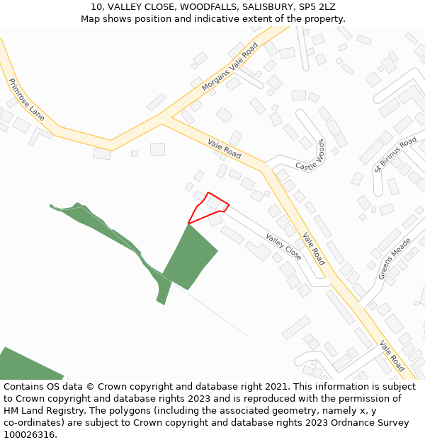 10, VALLEY CLOSE, WOODFALLS, SALISBURY, SP5 2LZ: Location map and indicative extent of plot