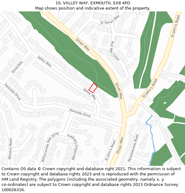 10, VALLEY WAY, EXMOUTH, EX8 4PD: Location map and indicative extent of plot