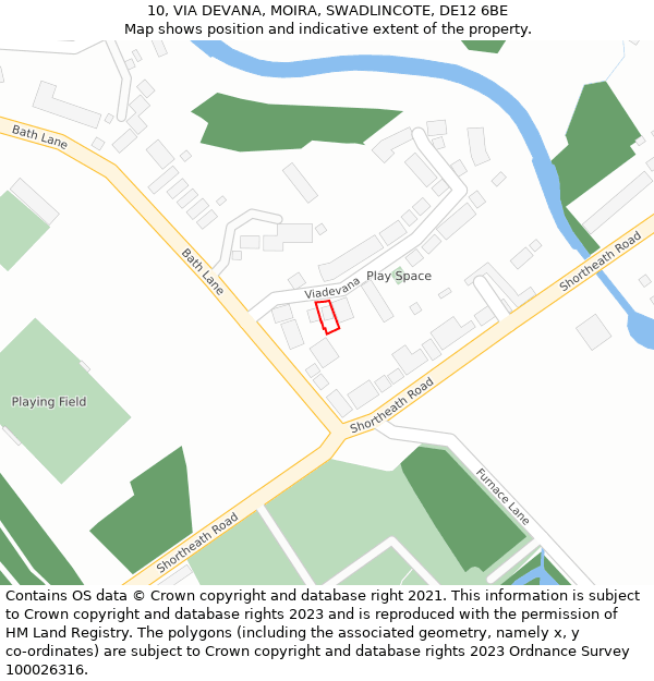 10, VIA DEVANA, MOIRA, SWADLINCOTE, DE12 6BE: Location map and indicative extent of plot