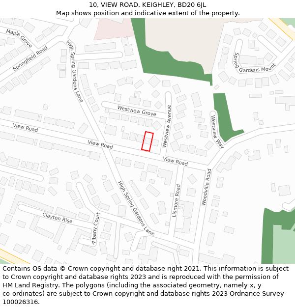 10, VIEW ROAD, KEIGHLEY, BD20 6JL: Location map and indicative extent of plot