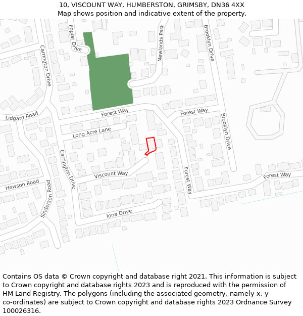 10, VISCOUNT WAY, HUMBERSTON, GRIMSBY, DN36 4XX: Location map and indicative extent of plot