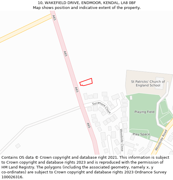 10, WAKEFIELD DRIVE, ENDMOOR, KENDAL, LA8 0BF: Location map and indicative extent of plot