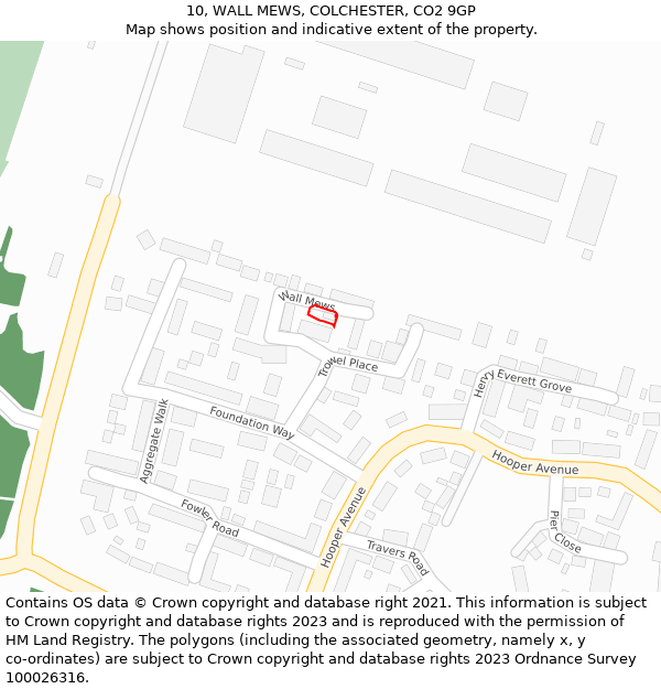 10, WALL MEWS, COLCHESTER, CO2 9GP: Location map and indicative extent of plot