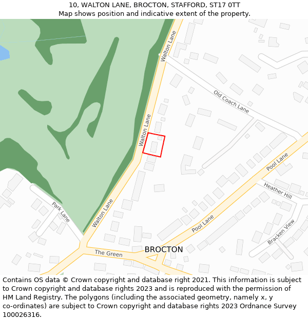 10, WALTON LANE, BROCTON, STAFFORD, ST17 0TT: Location map and indicative extent of plot