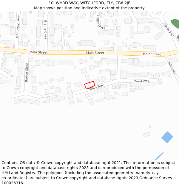 10, WARD WAY, WITCHFORD, ELY, CB6 2JR: Location map and indicative extent of plot