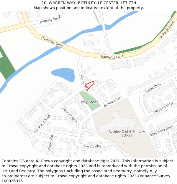 10, WARREN WAY, ROTHLEY, LEICESTER, LE7 7TN: Location map and indicative extent of plot