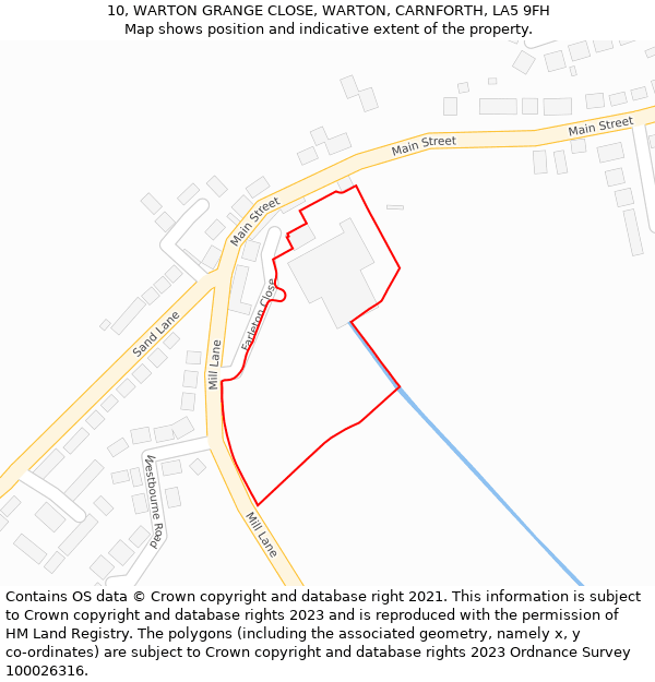 10, WARTON GRANGE CLOSE, WARTON, CARNFORTH, LA5 9FH: Location map and indicative extent of plot