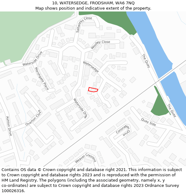 10, WATERSEDGE, FRODSHAM, WA6 7NQ: Location map and indicative extent of plot