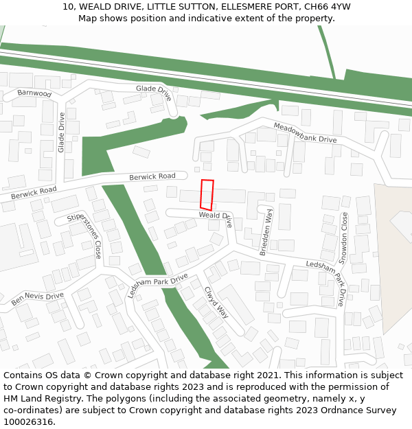 10, WEALD DRIVE, LITTLE SUTTON, ELLESMERE PORT, CH66 4YW: Location map and indicative extent of plot